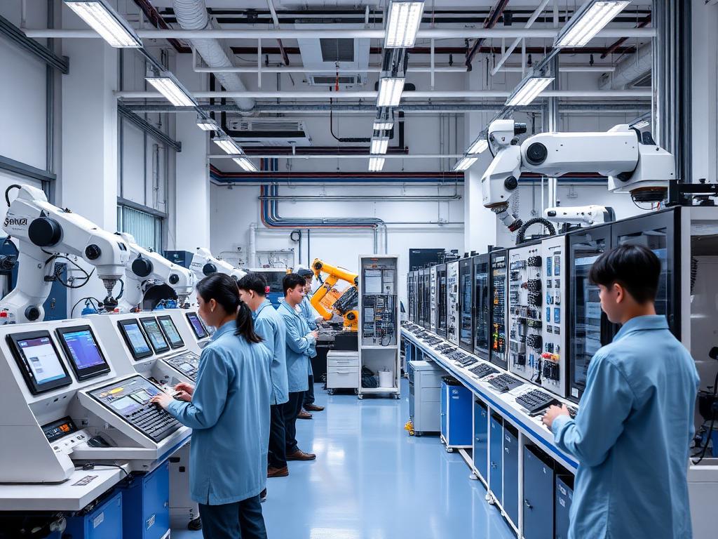 Modern kínai technológiai képzőhely robotikával és automatizálással